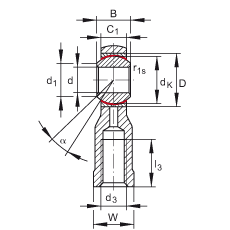 杆端轴承 GIKSL8-PS, 根据 DIN ISO 12 240-4 标准，特种钢材料，带左旋内螺纹，免维护