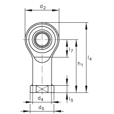 杆端轴承 GIKSL16-PS, 根据 DIN ISO 12 240-4 标准，特种钢材料，带左旋内螺纹，免维护