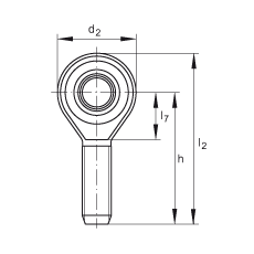 杆端轴承 GAKSR5-PS, 根据 DIN ISO 12 240-4 标准，特种钢材料，带右旋外螺纹，免维护