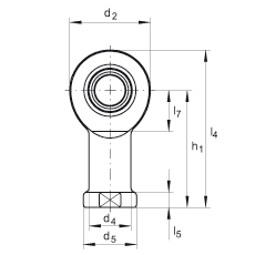 杆端轴承 GIL6-DO, 根据 DIN ISO 12 240-4 标准，带左旋内螺纹，需维护