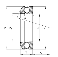 推力深沟球轴承 53207 + U207, 根据 DIN 711/ISO 104 标准的主要尺寸，单向，带球面轴承座圈和座圈，可分离