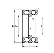 推力深沟球轴承 52212, 根据 DIN 711/ISO 104 标准的主要尺寸，双向，可分离