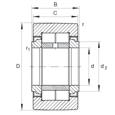 支撑型滚轮 NUTR2052, 满装滚子，轴向引导，两侧迷宫密封