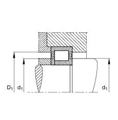 圆柱滚子轴承 NUP228-E-M1, 根据 DIN 5412-1 标准的主要尺寸, 定位轴承, 可分离, 带保持架