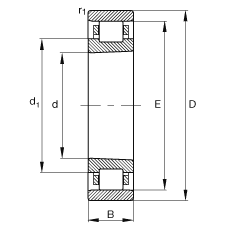 圆柱滚子轴承 N1034-K-M1-SP, 浮动轴承，带锥孔，锥度 1:12，可分离，带保持架，减少的径向内部游隙，加严公差
