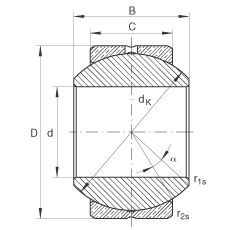 关节轴承 GE25-PB, 根据 DIN ISO 12 240-1 标准，尺寸系列 K，需维护