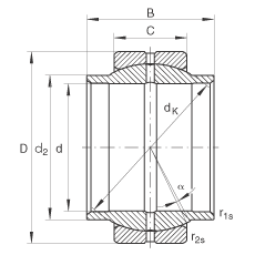 关节轴承 GE100-LO, 根据 DIN ISO 12 240-1 标准，需维护