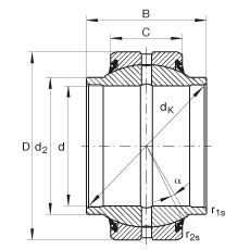 关节轴承 GE40-HO-2RS, 根据 DIN ISO 12 240-1 标准, 需维护，两侧唇密封