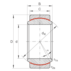 关节轴承 GE30-UK, 根据 DIN ISO 12 240-1 标准，免维护