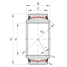 关节轴承 GE180-UK-2RS, 根据 DIN ISO 12 240-1 标准, 免维护，两侧唇密封