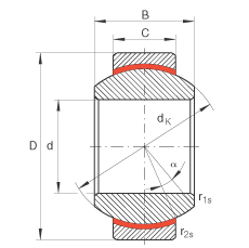 关节轴承 GE10-FW, 根据 DIN ISO 12 240-1 标准，免维护