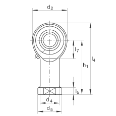 杆端轴承 GIKR18-PB, 根据 DIN ISO 12 240-4 标准，带右旋内螺纹，需维护