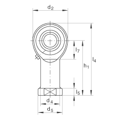 杆端轴承 GIKL6-PB, 根据 DIN ISO 12 240-4 标准，带左旋内螺纹，需维护