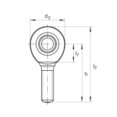 杆端轴承 GAR80-UK-2RS, 根据 DIN ISO 12 240-4 标准，带右旋外螺纹，免维护，两侧唇密封