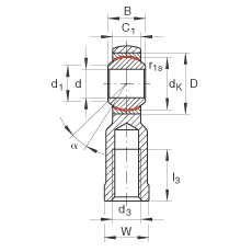 杆端轴承 GIKL6-PW, 根据 DIN ISO 12 240-4 标准，带左旋内螺纹，需维护