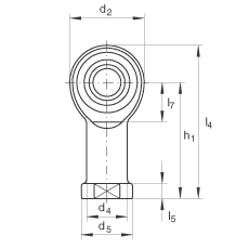 杆端轴承 GIKPR30-PW, 根据 DIN ISO 12 240-4 标准，带右旋小螺距内螺纹，需维护