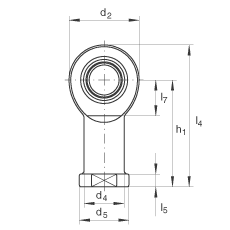 杆端轴承 GIR6-UK, 根据 DIN ISO 12 240-4 标准，带右旋内螺纹，免维护