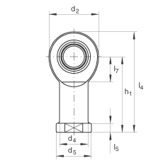 杆端轴承 GIL45-UK-2RS, 根据 DIN ISO 12 240-4 标准，带左旋内螺纹，免维护，两侧唇密封