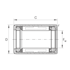 冲压外圈滚柱离合器 HFL0308-KF, 滑动或滚动轴承布置，塑料弹簧