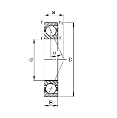 主轴轴承 B7022-E-T-P4S, 调节，成对或单元安装，接触角 α = 25°，限制公差