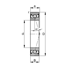 主轴轴承 HSS7019-C-T-P4S, 调节，成对安装，接触角 α = 15°，两侧唇密封，非接触，加严公差