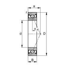 主轴轴承 HSS71911-E-T-P4S, 调节，成对安装，接触角 α = 25°，两侧唇密封，非接触，限制公差