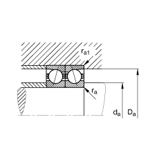 主轴轴承 B7014-C-T-P4S, 调节，成对安装，接触角 α = 15°，限制公差