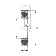 主轴轴承 HCB7005-E-T-P4S, 调节，成对或单元安装，接触角 α = 25°，陶瓷球，限制公差