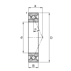 主轴轴承 HS7000-E-T-P4S, 调节，成对或单元安装，接触角 α = 25°，限制公差