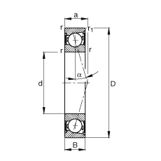 主轴轴承 B7001-C-2RSD-T-P4S, 调节，成对安装，接触角 α = 15°，两侧唇密封，非接触，加严公差