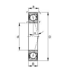 主轴轴承 B71912-C-2RSD-T-P4S, 调节，成对安装，接触角 α = 15°，两侧唇密封，非接触，加严公差