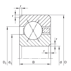 薄截面轴承 CSXA055, 四点接触球轴承，类型X，运行温度 -54°C 到 +120°C