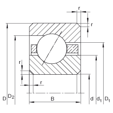 薄截面轴承 CSEA025, 角接触球轴承，类型E，运行温度 -54°C 到 +120°C