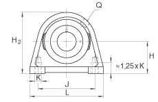 直立式轴承座单元 PSHE25-N, 铸铁轴承座，带偏心锁圈的外球面球轴承，P 型密封