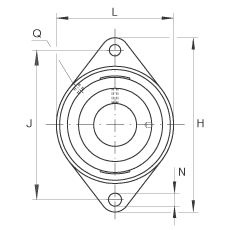 轴承座单元 PCJTY3/4, 对角法兰轴承座单元，铸铁，根据 ABMA 15 - 1991, ABMA 14 - 1991, ISO3228 内圈带有平头螺栓，P型密封，英制