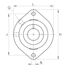 轴承座单元 GLCTE12, 带两个螺栓孔的法兰的轴承座单元，铸铁，偏心锁圈，P 型密封