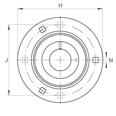 轴承座单元 RRY12-VA, 带三个/四个螺栓孔的法兰的轴承座单元，冲压钢板，内圈带平头螺钉，R型密封， 耐腐蚀保护，无再润滑结构