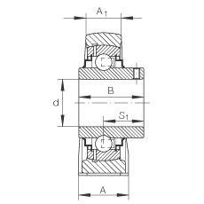 直立式轴承座单元 RASEY30-JIS, 铸铁轴承座，内圈带平头螺钉的外球面球轴承，R密封，根据 JIS 标准