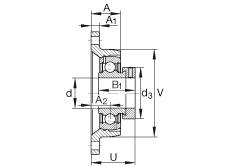 轴承座单元 PCJT5/8, 对角法兰轴承座单元，铸铁，根据 ABMA 15 - 1991, ABMA 14 - 1991, ISO3228 带有偏心紧定环，P型密封，英制