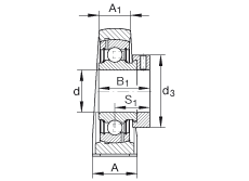 直立式轴承座单元 PASE1-3/4, 铸铁轴承座，外球面球轴承，根据 ABMA 15 - 1991, ABMA 14 - 1991, ISO3228 带有偏心紧定环，P型密封，英制