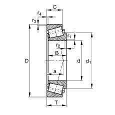 圆锥滚子轴承 32311-B, 根据 DIN ISO 355 / DIN 720 标准的主要尺寸，可分离，调节或成对