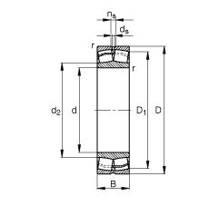 调心滚子轴承 23228-E1A-M, 根据 DIN 635-2 标准的主要尺寸
