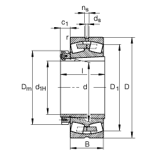 调心滚子轴承 23276-B-K-MB + H3276, 根据 DIN 635-2 标准的主要尺寸, 带锥孔和紧定套