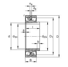 调心滚子轴承 23936-S-K-MB + AH3936, 根据 DIN 635-2 标准的主要尺寸, 带锥孔和退卸套